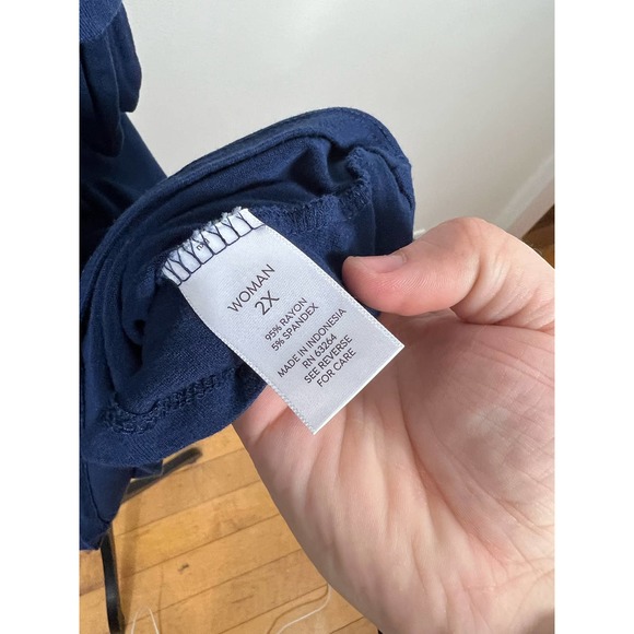 WestPort Blue and silver bedazzled short sleeve blouse with cutouts in arms - Picture 7 of 10